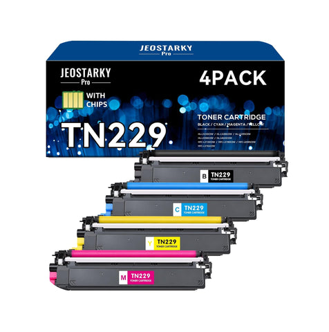 JEOSTARKY PRO 适用于 Brother TN229 的兼容硒鼓四色套装（黑青品黄 4 支）