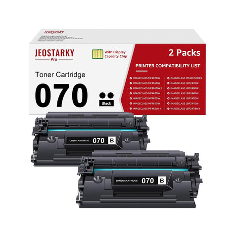JEOSTARKY PRO 适用于 Canon 070 的兼容黑色硒鼓（2 支装）