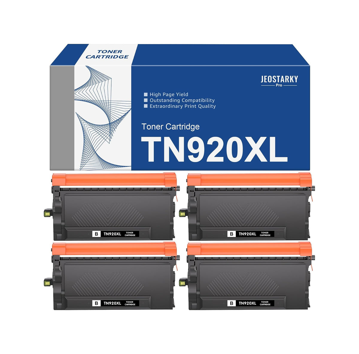 JEOSTARKY PRO 适用于 Brother TN920XL 的兼容黑色高容硒鼓（4 支装）